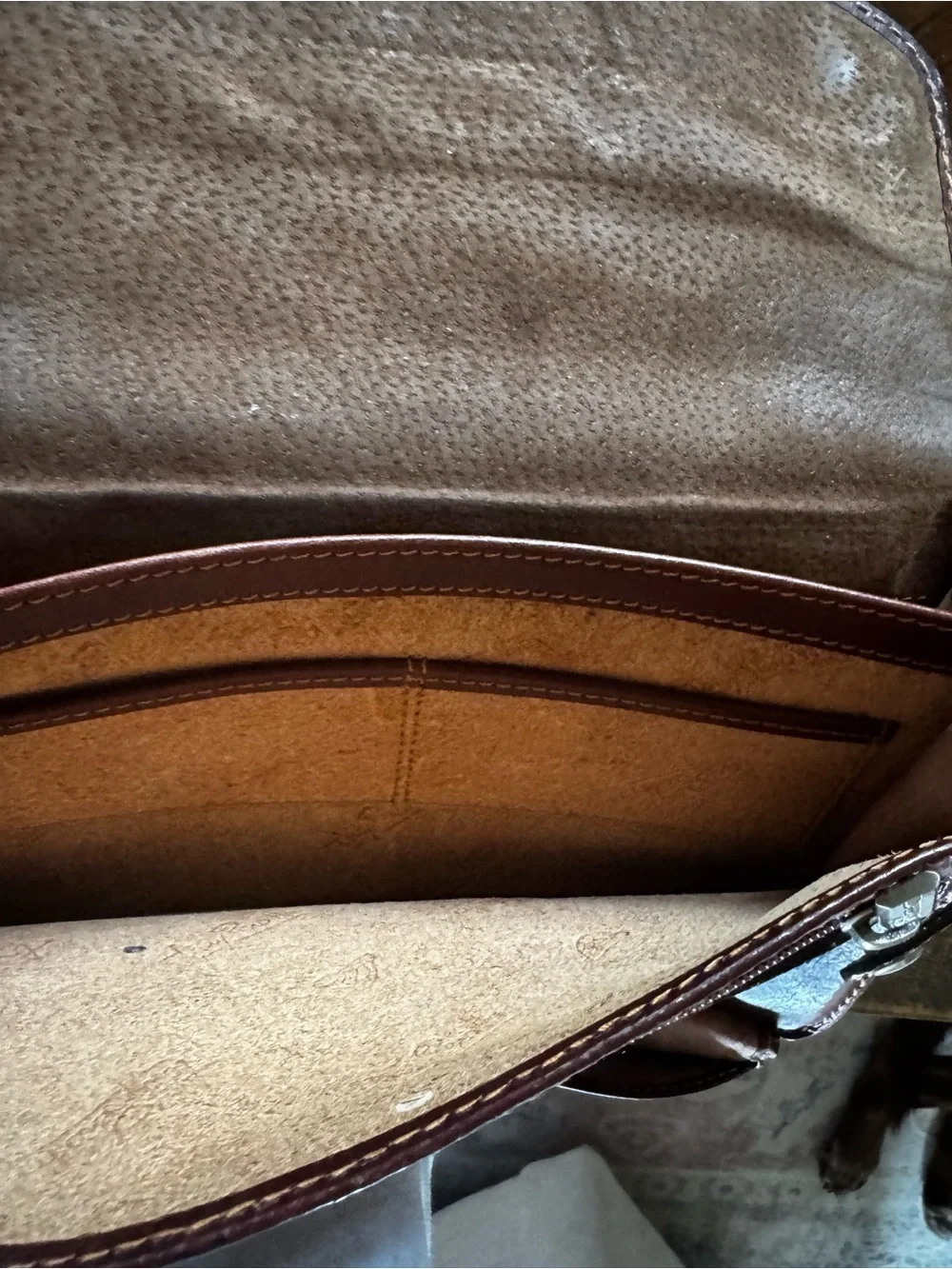 Leather Wristlet Clutch in Deep Brown by Tony Perotti